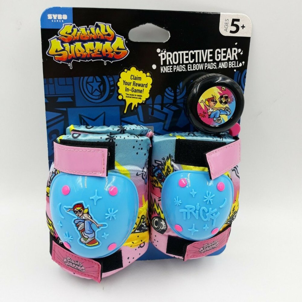 Subway Surfers Bicycle Skateboard Knee And Elbow Pads with Bell Child Age 5+